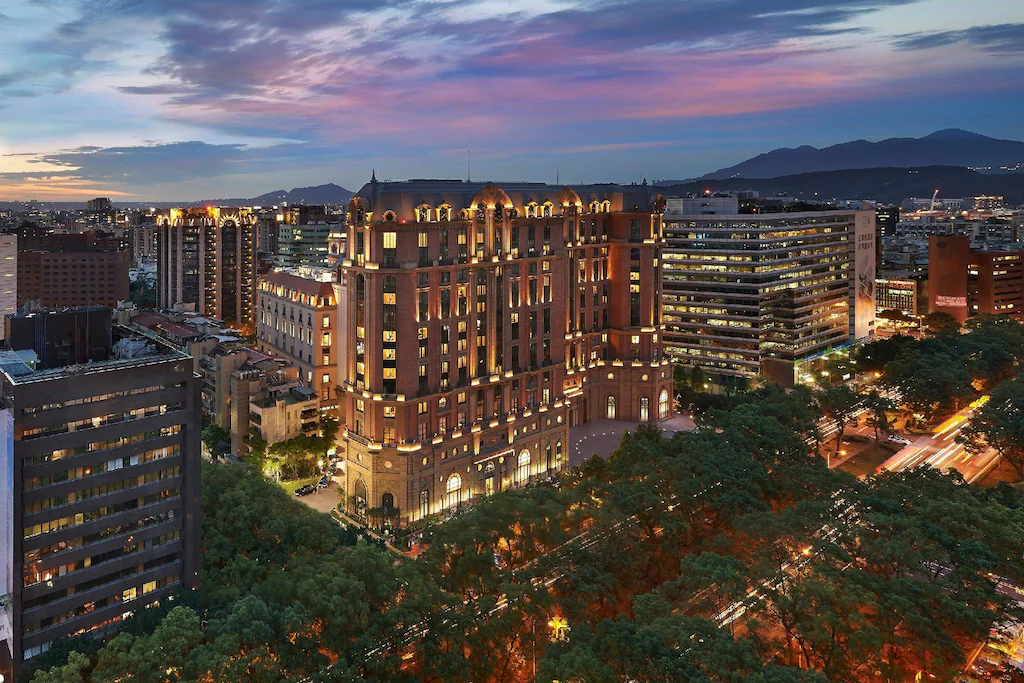 Mandarin Oriental Taipei exterior showcasing grand European-inspired architecture and elegant facade