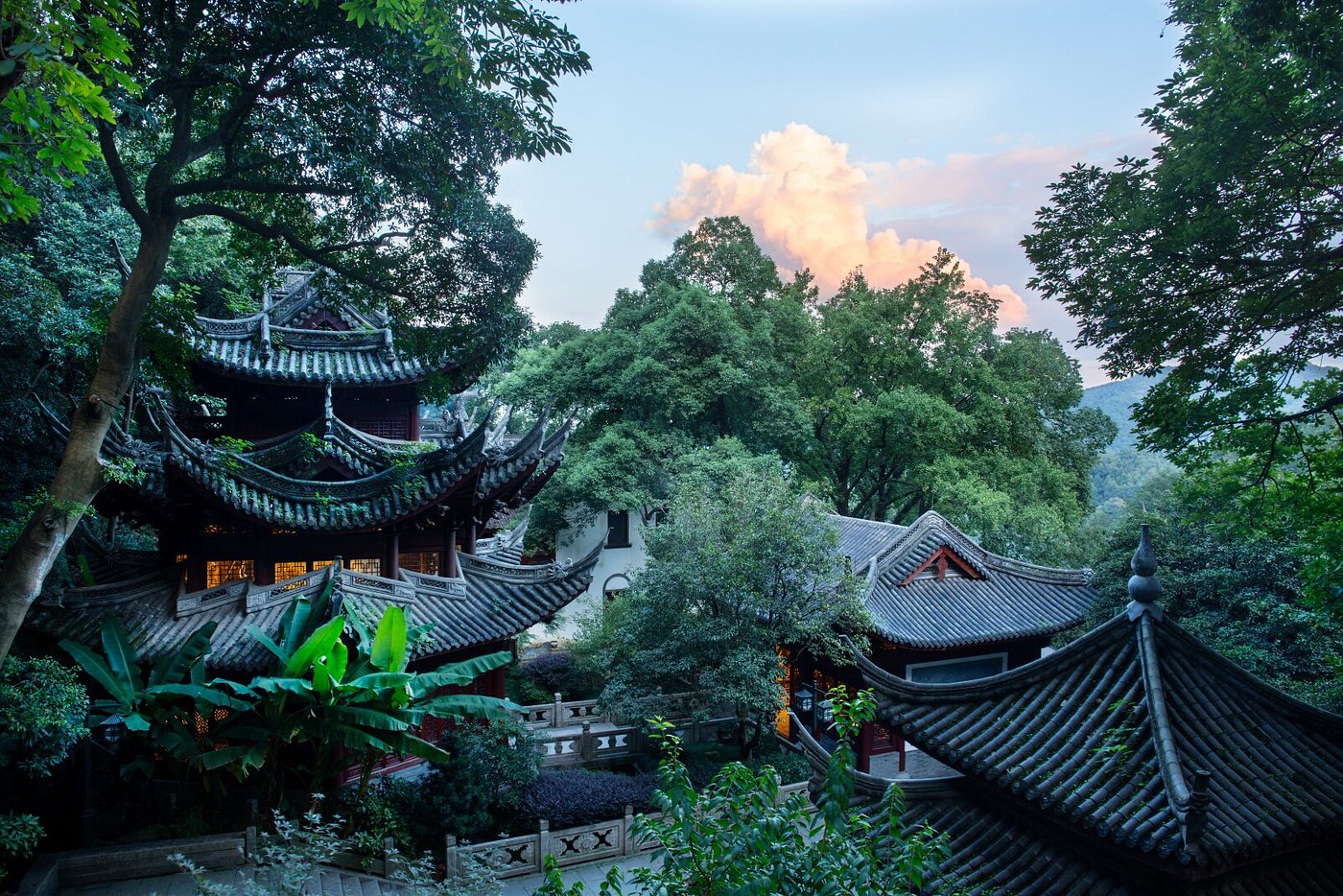 Amanfayun resort nestled among lush greenery and traditional village architecture in Hangzhou, China